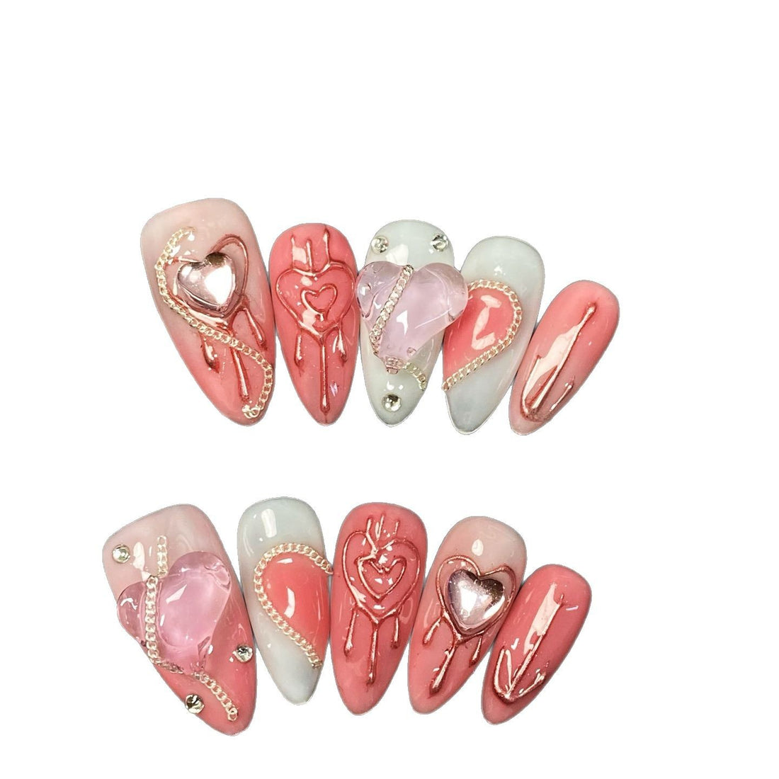 Heart Lock Bubble Love Nails