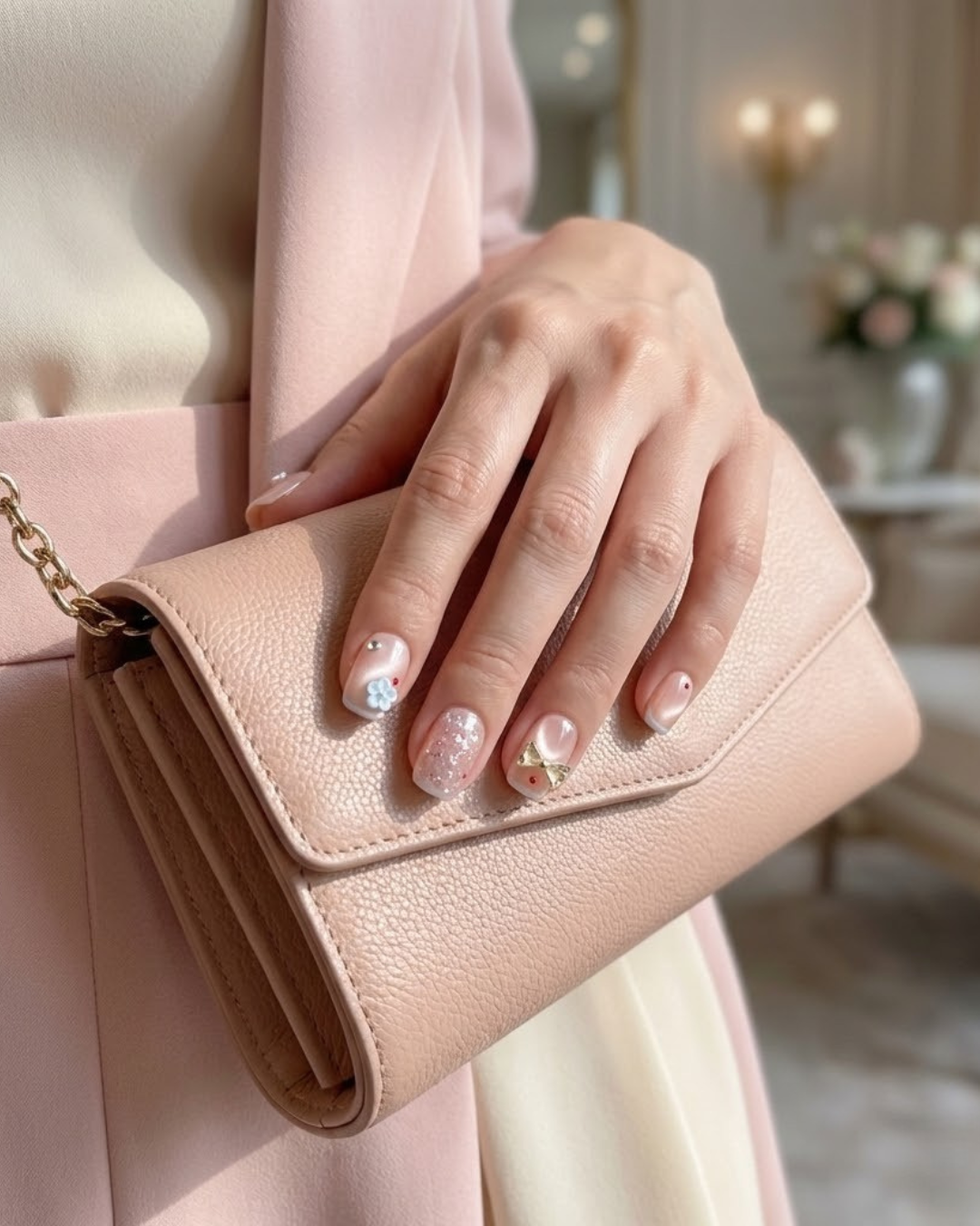 Glitify Pink Bow Nails