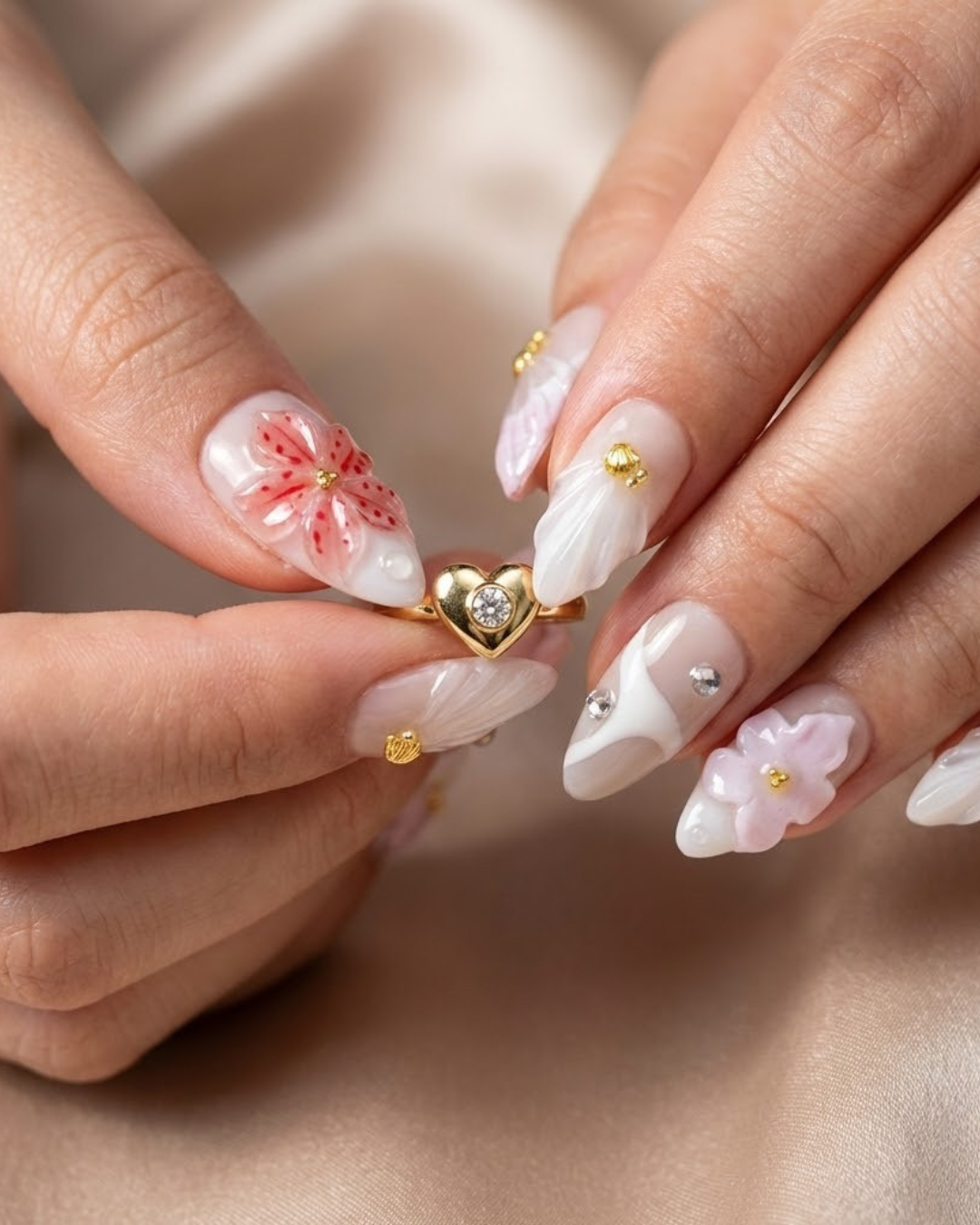 3D Carved Dreamy Flower Nails