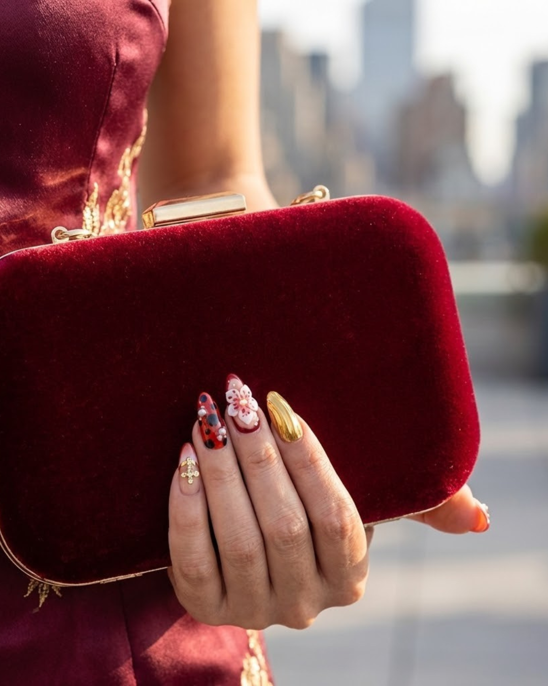 Glitify Golden Blossom Nails