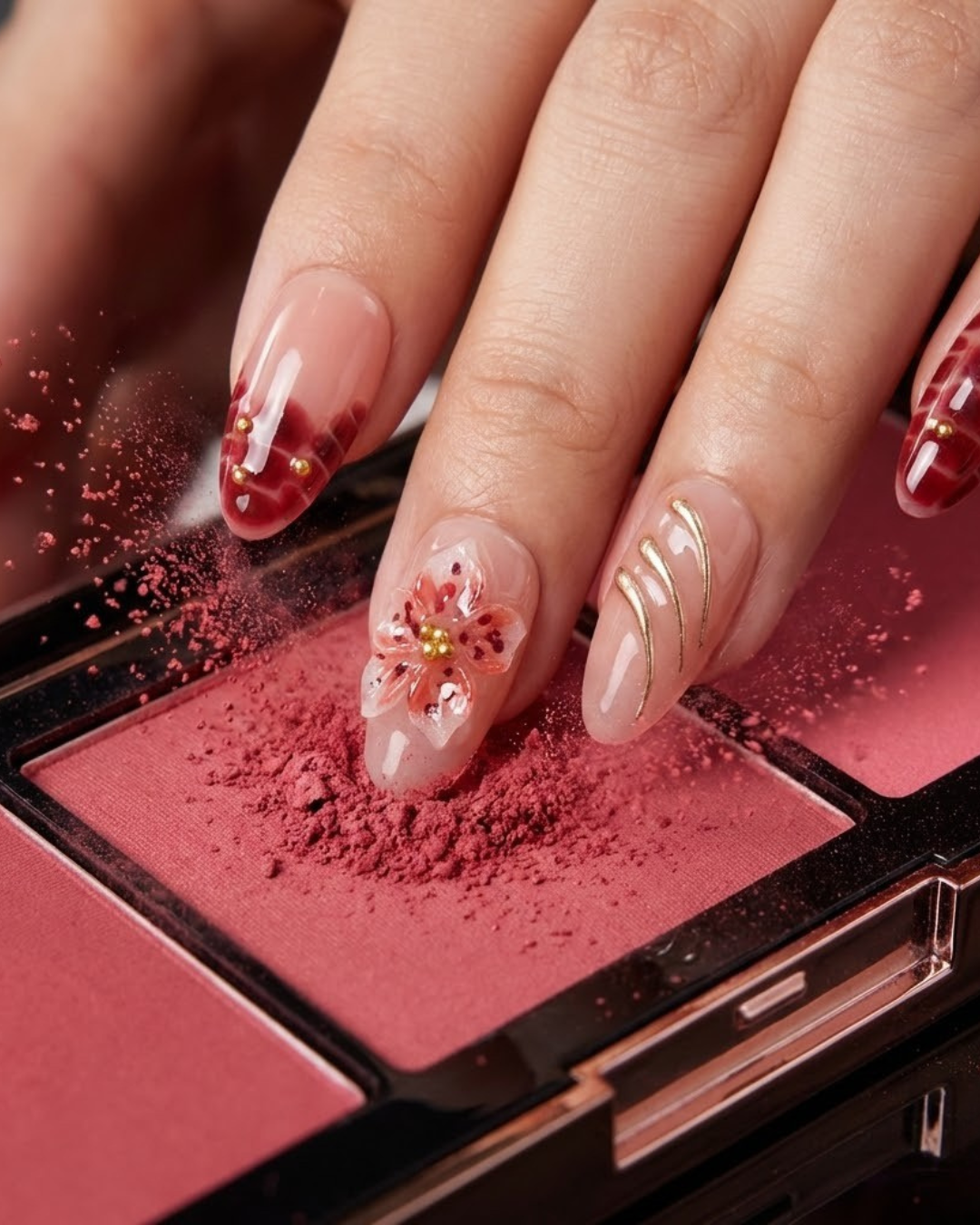 Glitify Crimson Bloom Nails