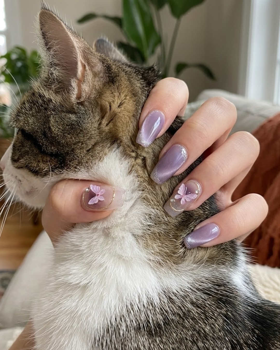 Glitify Purple Butterfly Nails