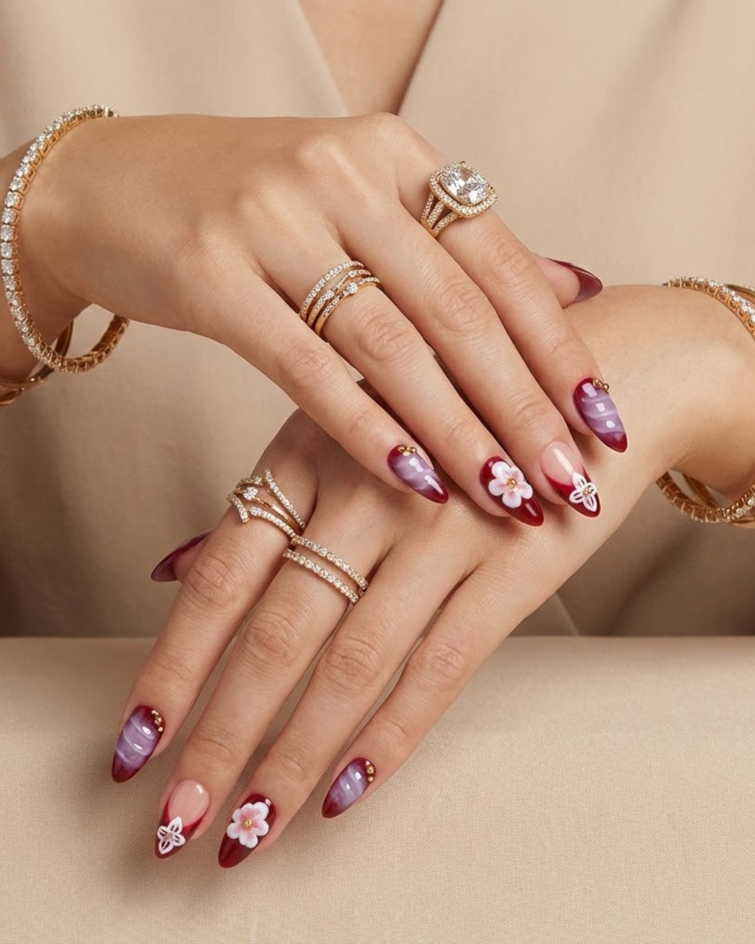 Hand-Painted Summer Almond Nails